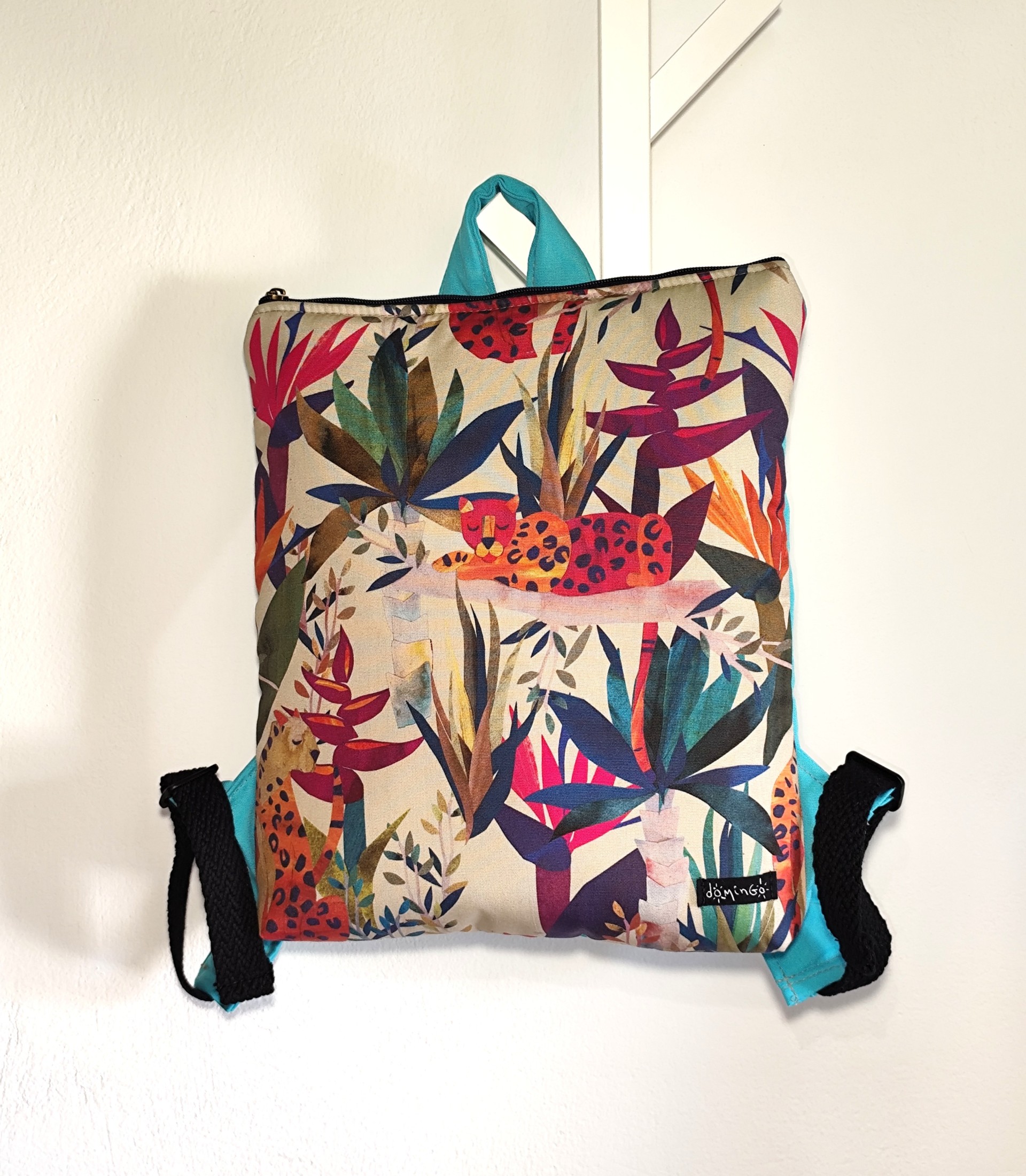 Tropical Jungle Leopards Puffer Backpack Medium